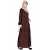 A-line designer abaya with frills on sleeves - Brown color  A-line designer abaya with frills on sleeves - Brown color